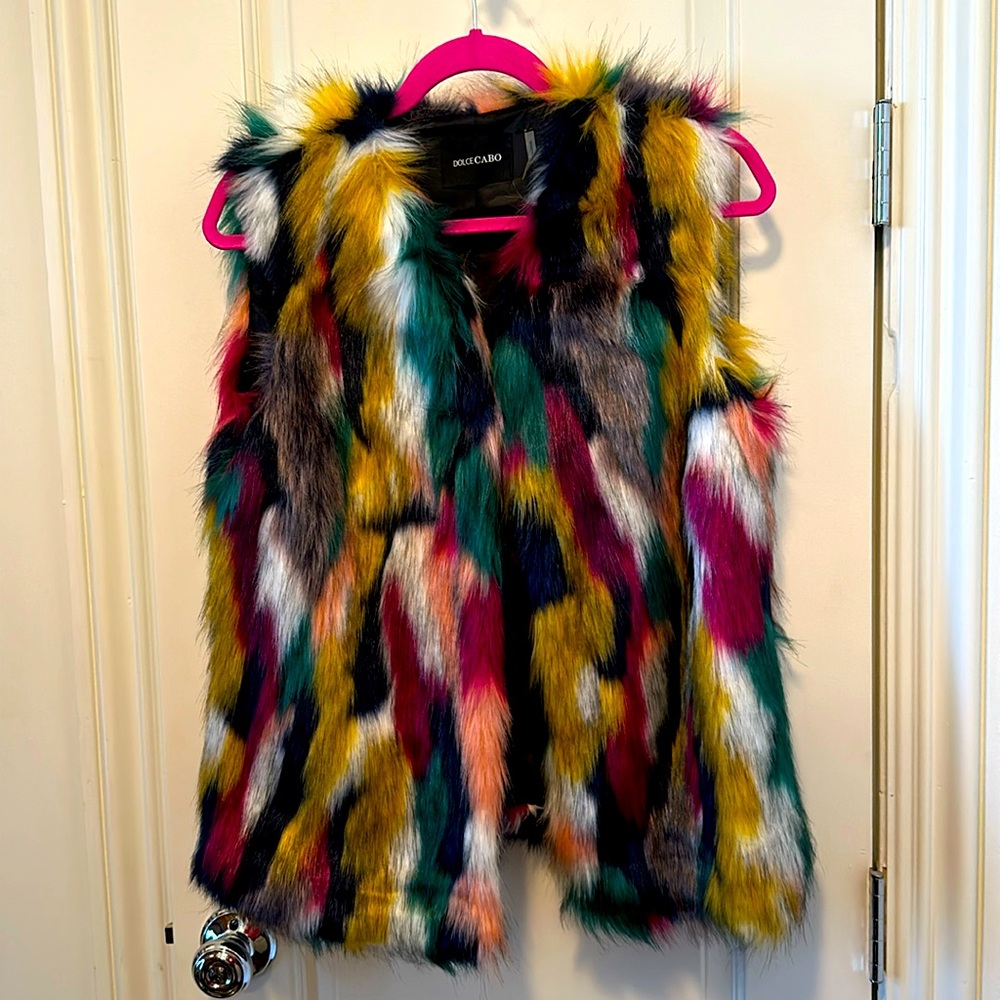 Dolce Cabo Multi Color Faux Fur Vest